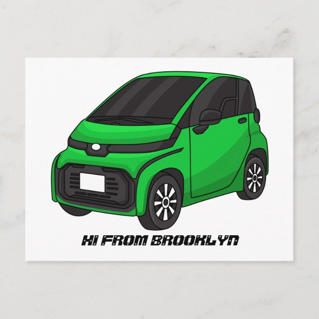 Cute green micro sized car postcard (Front)