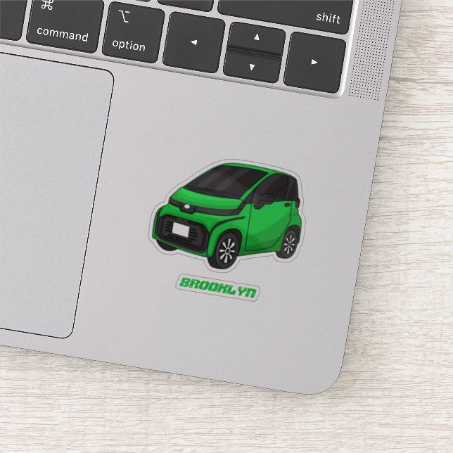 Cute green micro sized car  sticker (Detail)
