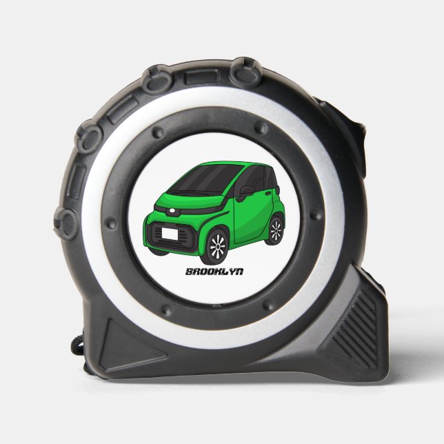 Cute green micro sized car  tape measure (Front)
