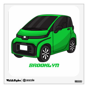 Cute green micro sized car  wall decal