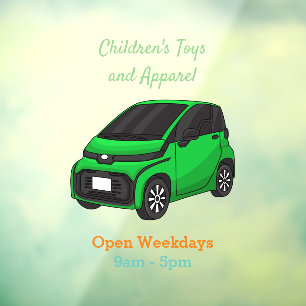 Cute green micro sized car window cling