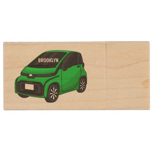 Cute green micro sized car wood flash drive