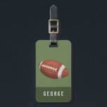 Cute Green Modern Football Sports Kids Luggage Tag<br><div class="desc">This cute sports-themed luggage tag design features an American football cartoon and can be personalized with a name and contact details. Perfect for sports lovers.</div>