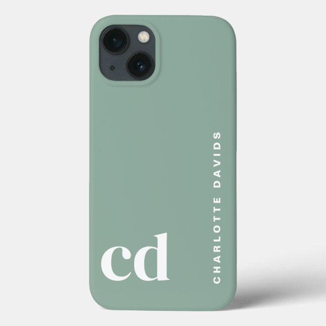 Cute Green Monogram Case-Mate iPhone Case (Back)