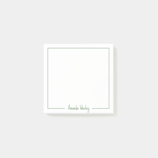 Cute Green Monogram Full Name Post-it Notes (Front)