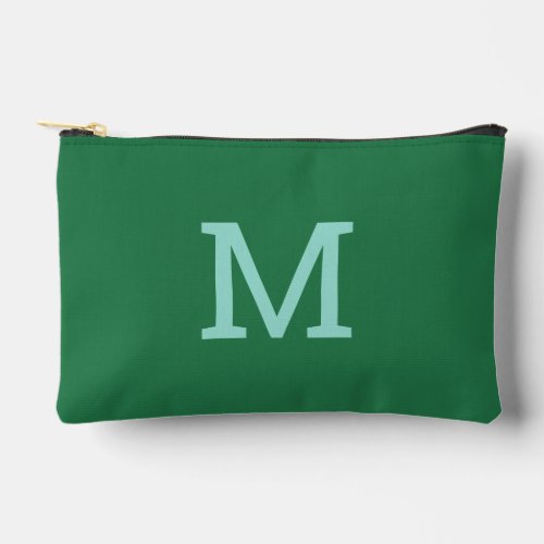 Cute Green Monogram Initial Accessory Pouch Bag