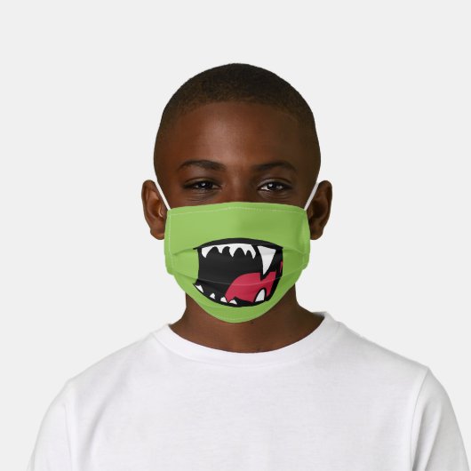 Cute Green Monster Mouth Kids' Cloth Face Mask (Worn)