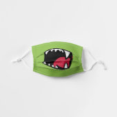 Cute Green Monster Mouth Kids' Cloth Face Mask (Front, Unfolded)