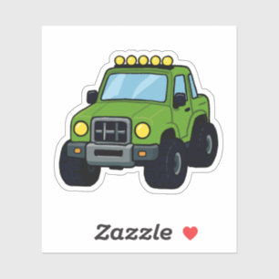 Cute Green Monster Truck Sticker for Kids