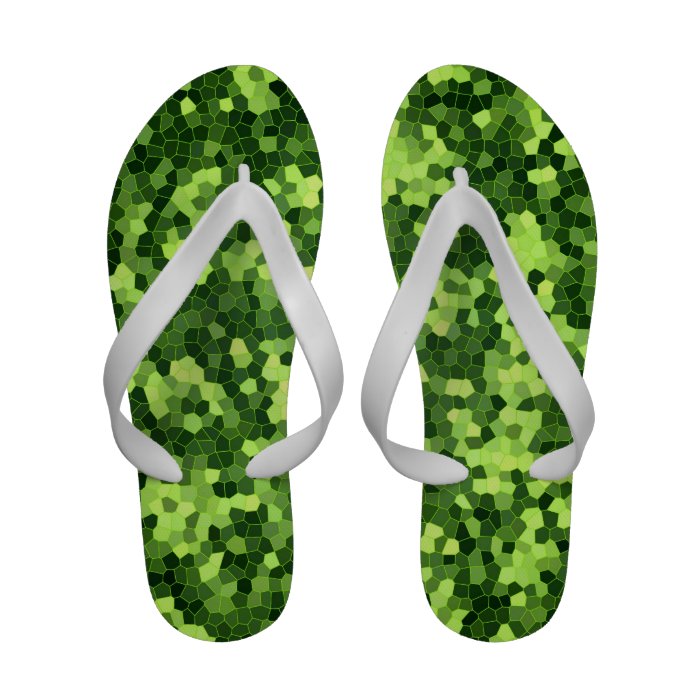 Cute green mosaic background design flip flops