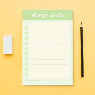 Cute Green Name School To Do List Post-it Notes