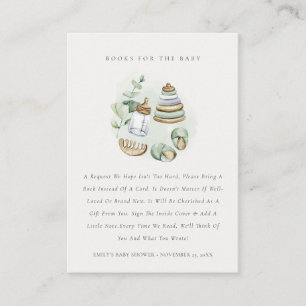 Cute Green Nursery Essential Books for Baby Shower Enclosure Card