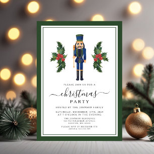 Cute Green Nutcracker Christmas Party Invitation