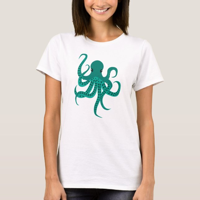 Cute Green Octopus T-Shirt (Front)