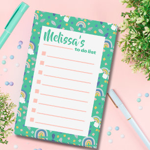 Cute Green Orange Botanical Rainbow To Do List Post-it Notes