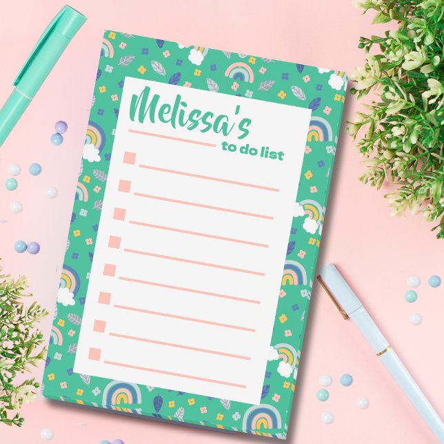 Cute Green Orange Botanical Rainbow To Do List Post-it Notes (Creator Uploaded)
