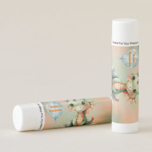 Cute Green Orange Dragon Boy Baby Shower Lip Balm