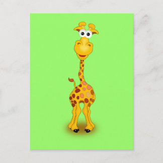 CUTE GREEN ORANGE SPOTTED GIRAFFE CARTOON ANIMAL F POSTCARD