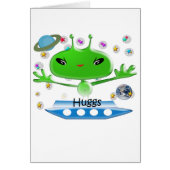 Cute Green Outer Space Aliens with Space Ship (Front)