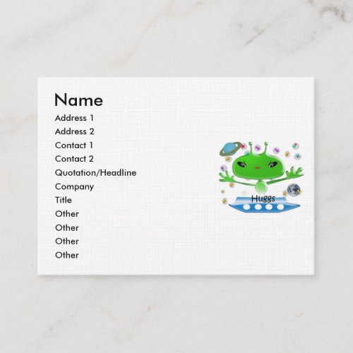 Cute Green Outer Space Aliens with Space Ship Business Card