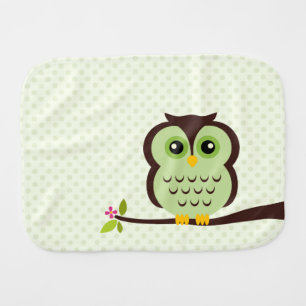 Cute Green Owl Burp Cloth