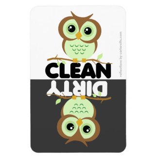 Cute Green Owl Dishwasher Magnet