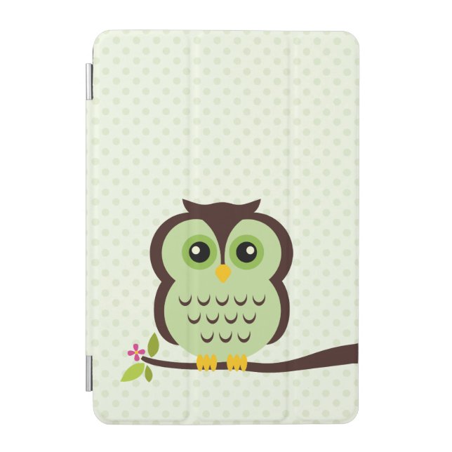 Cute Green Owl iPad Mini Cover (Front)