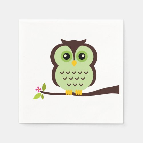 Cute Green Owl Napkins