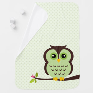 Cute Green Owl Swaddle Blanket