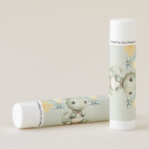 Cute Green Painted Dinosaur 1st Birthday Party Lip Balm