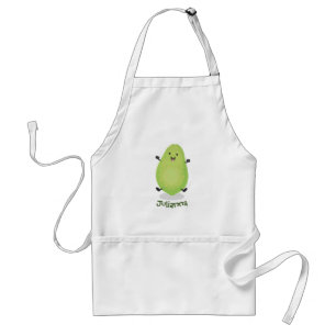 Cute green papaya paw paw cartoon illustration adult apron