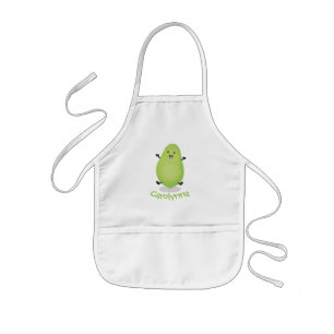 Cute green papaya paw paw cartoon illustration kids' apron