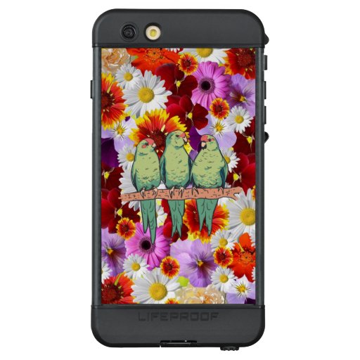 Cute green Parrot Design with flower background LifeProof NÜÜD iPhone 6s Plus Case