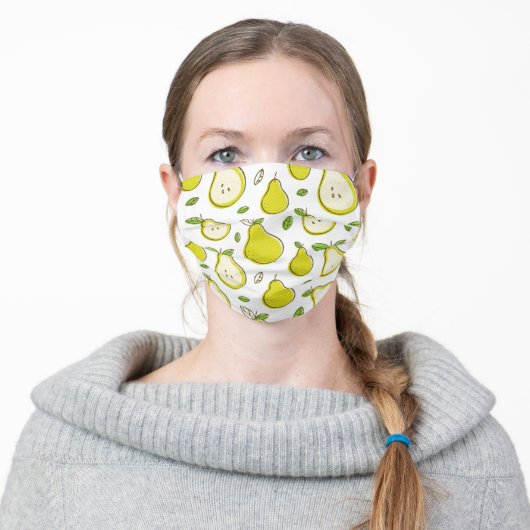 Cute Green Pear Fruit Adult Cloth Face Mask (Worn)
