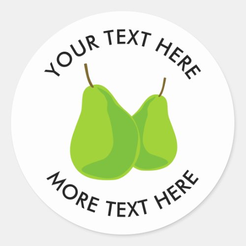 Cute green pear fruit logo custom stickers