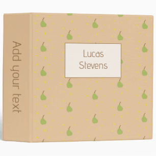 Cute green pear pattern brown 3 ring binder