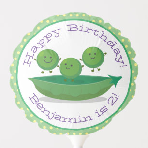 Cute green peas in pod cartoon illustration balloon