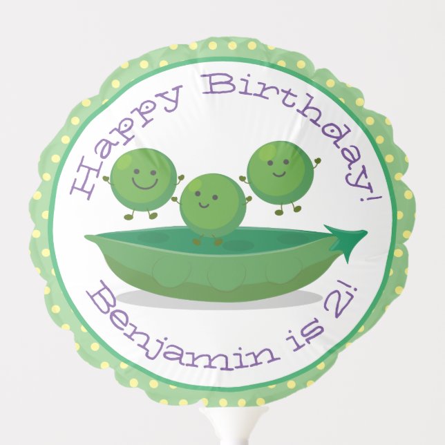 Cute green peas in pod cartoon illustration balloon (Front)