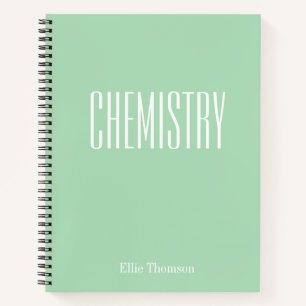 Cute Green Personalized School Subject Chemistry Notebook