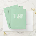 Cute Green Personalized School Subject Chemistry Pocket Folder<br><div class="desc">A cute,  trendy custom set of pocket folders to take to chemistry class or for homework with a simple,  minimalist cover in pretty mint green and space for the school subject and your name to be personalized.</div>