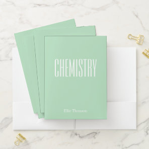 Cute Green Personalized School Subject Chemistry Pocket Folder