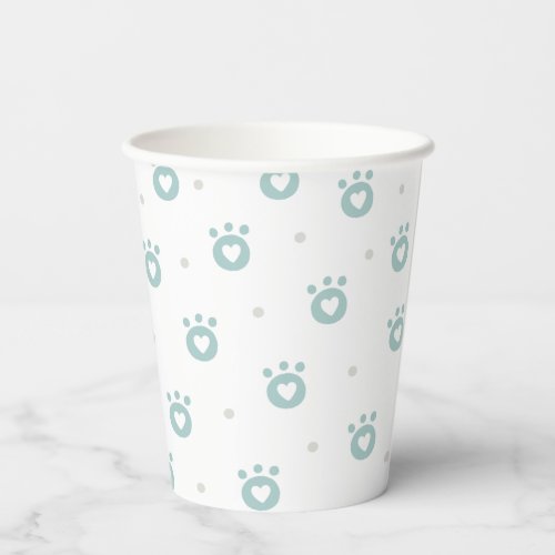 Cute Green Pet Paws Pattern  Paper Cups
