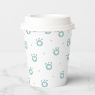 Cute Green Pet Paws Pattern  Paper Cups