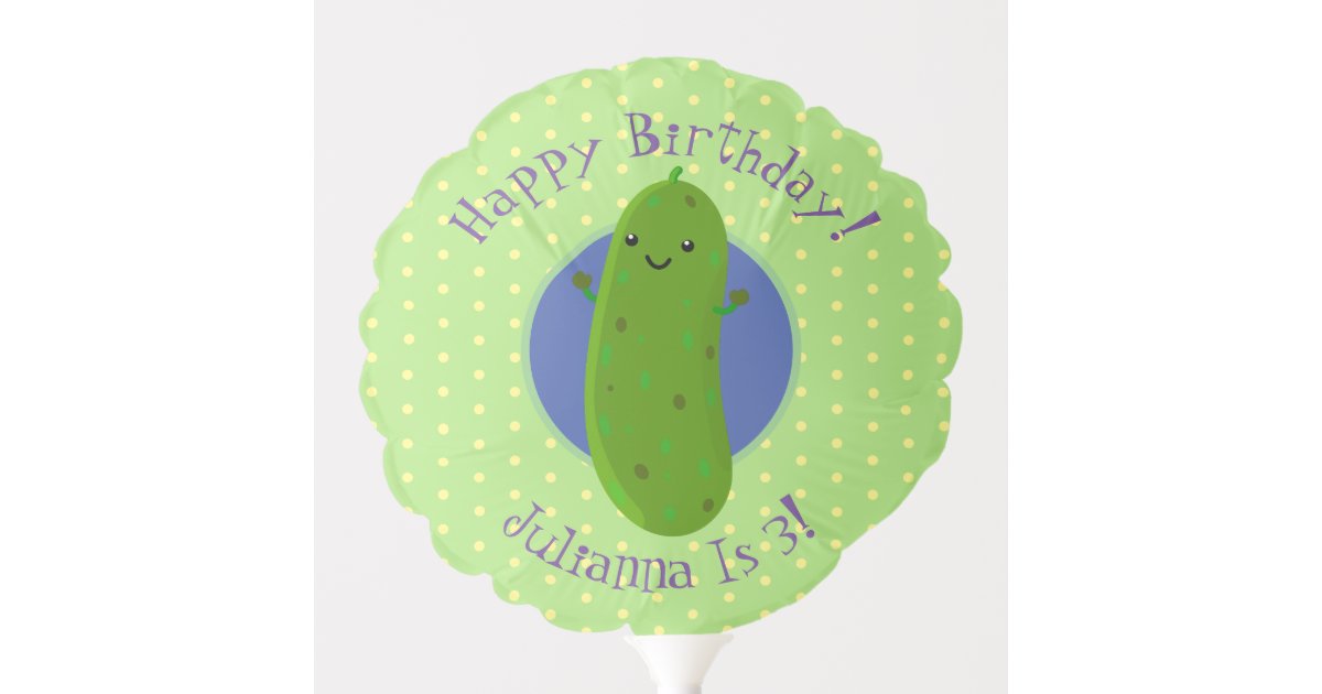 Cute green pickle cucumber cartoon illustration balloon | Zazzle