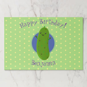 Cute green pickle cucumber cartoon illustration paper pad