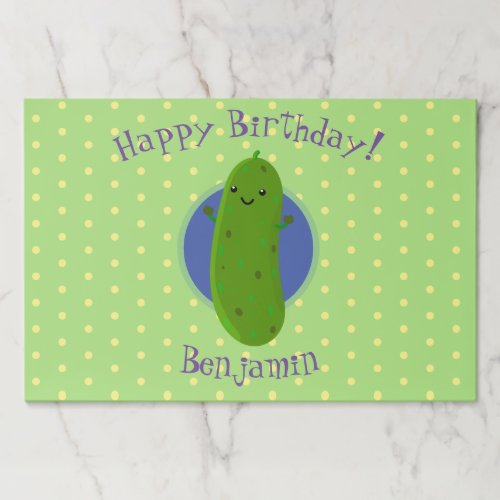 Cute green pickle cucumber cartoon illustration paper pad