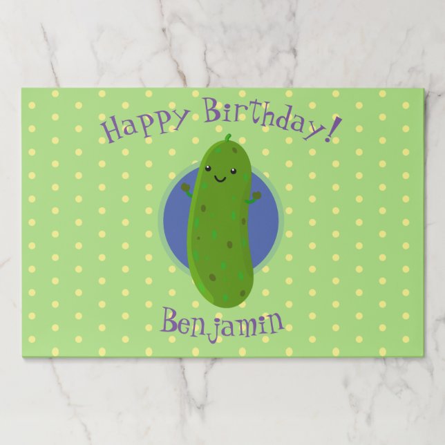 Cute green pickle cucumber cartoon illustration paper pad (Front)