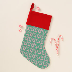 Cute Green Pink Abstract Floral Line Art Pattern Christmas Stocking
