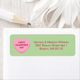 Cute green pink candy heart Valentine's Day custom Label