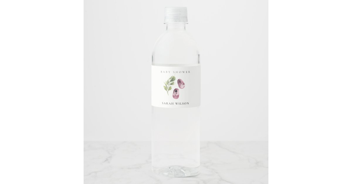 Cute Green Pink Girl Shoes Foliage Baby Shower Water Bottle ...